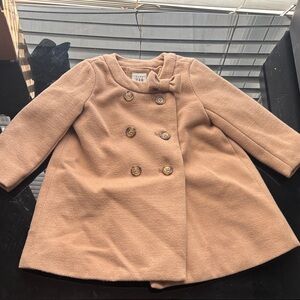 GAP Girls' Double-Breasted Tan Pea Coat